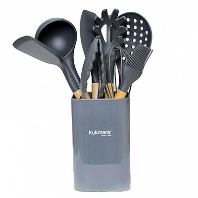 Набор кухонных инструментов  Kukmara 9 предметов из силикона, серый (kuk-04/91101)