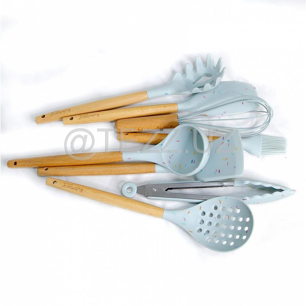 Набор кухонных инструментов Kukmara 9 предметов из силикона, голубой (kuk-04/91501)