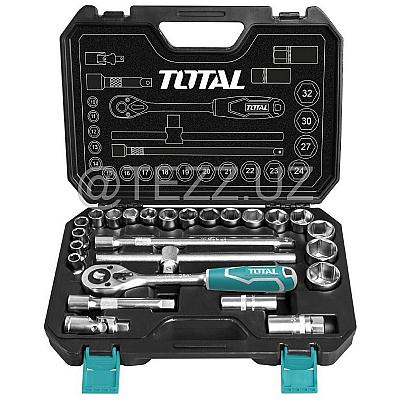 Наборы инструментов  TOTAL THT121251 трещотка быстросъемная с головками, 25 предметов