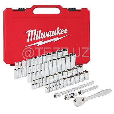 Наборы инструментов  Milwaukee метрические и дюймовые головоки с трещоткой 1/4 дюйма (4932464944), 50 предметов