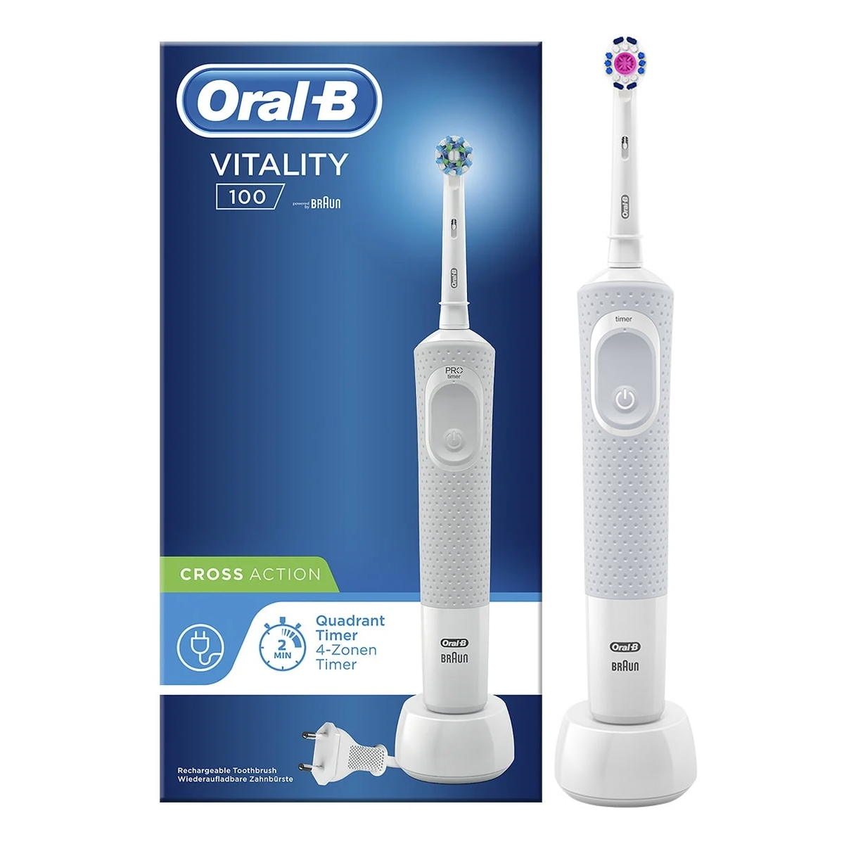 Электрические зубные щетки Braun Oral-B vitality crossaction белый (коробка)