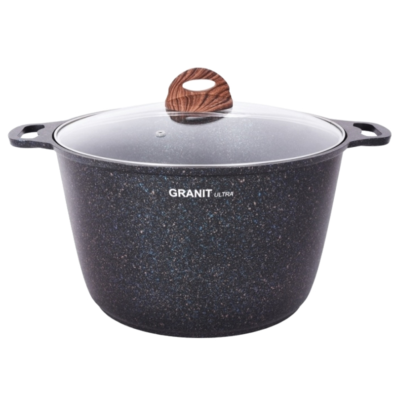 Кастрюля Kukmara Granit ultra,10л со стеклянной крышкой, антипригар, Blue (кгг102а)