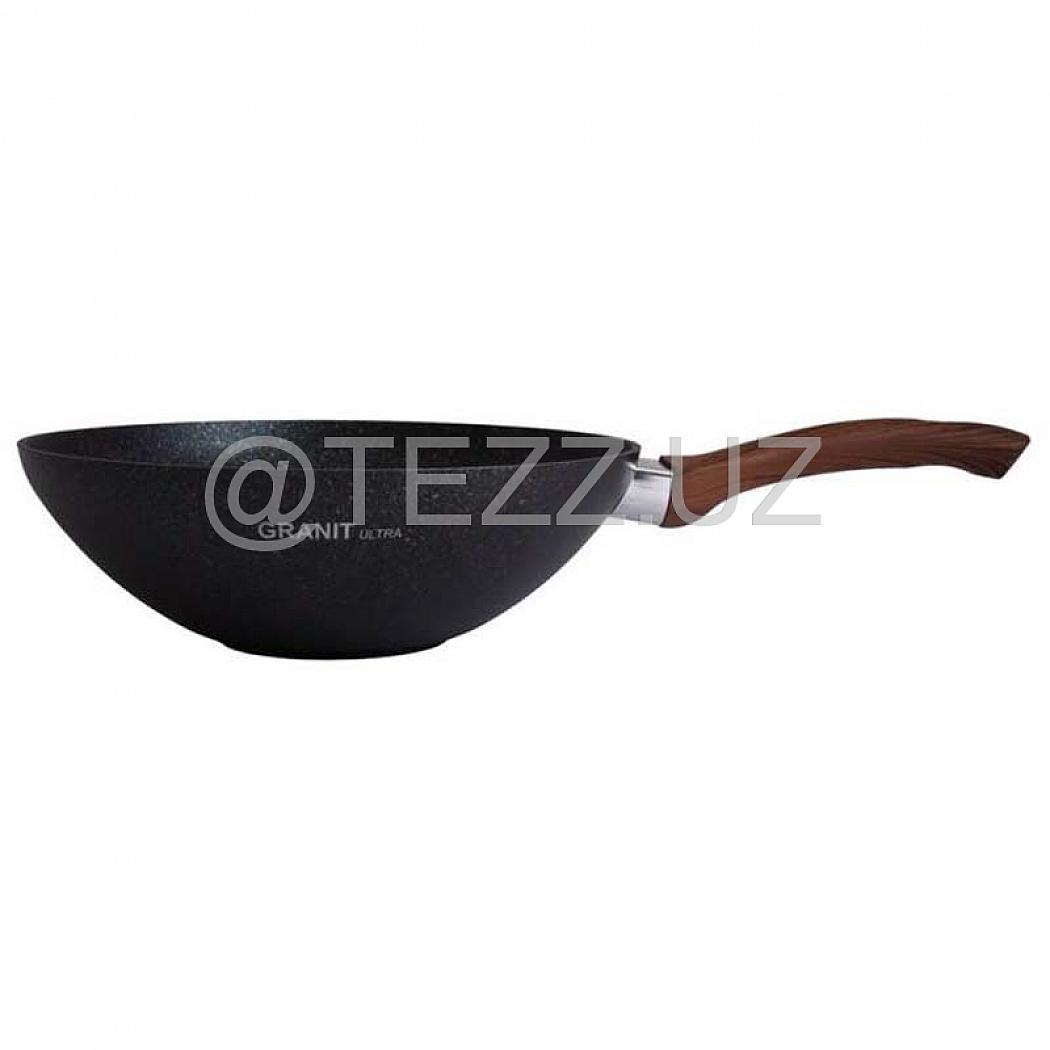 Сковородка Kukmara WOK, 280/95мм с ручкой, антипригар, Granit ultra, original (свкго280а)