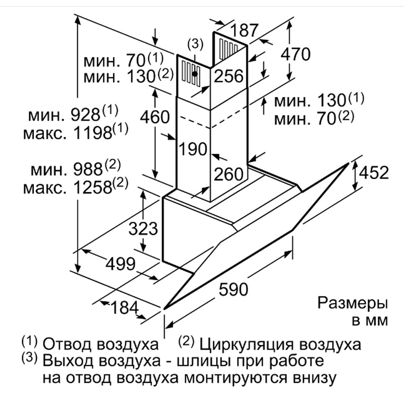 Наклонные вытяжки Bosch DWK67CM60