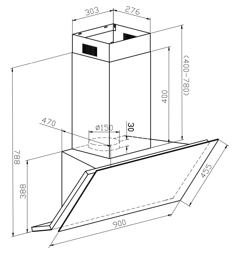 Наклонные вытяжки Hofmann INOX H90