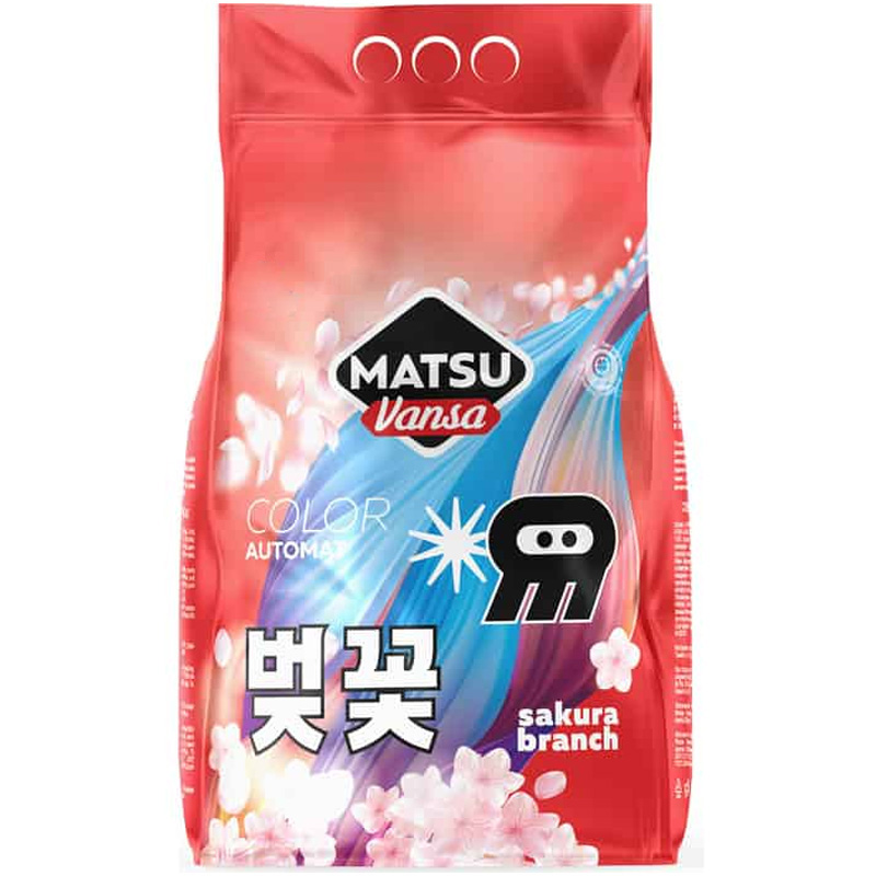 Стиральный порошок MATSU VANSA Цвет сакуры, корейский гипоаллергенный стиральный порошок для цветного и белого белья, 2.4 кг