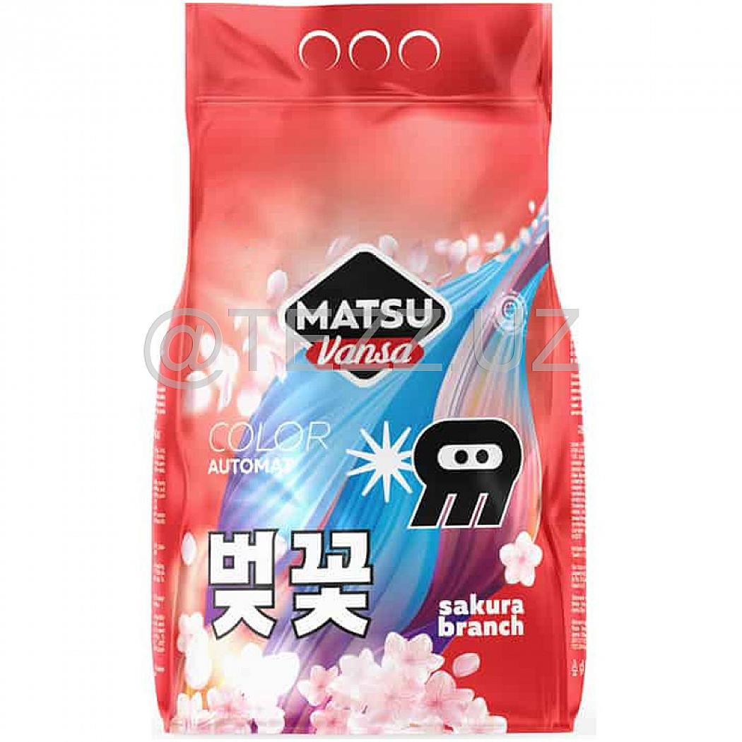 Стиральный порошок MATSU VANSA Цвет сакуры, корейский гипоаллергенный стиральный порошок для цветного и белого белья, 2.4 кг