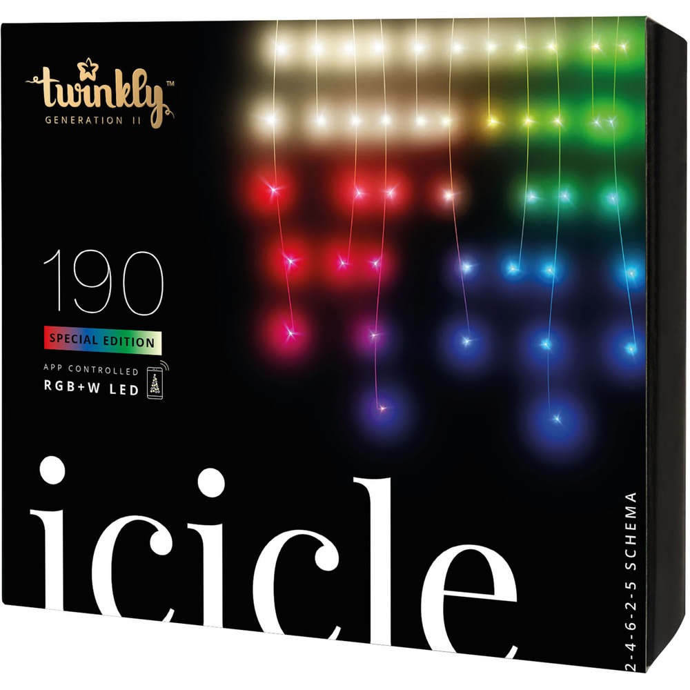 Гирлянда Twinkly Icicle RGBW 190, светодиодная Smart LED, BT+WiFi, Gen II, 5 метров (TWI190SPP-TEU)