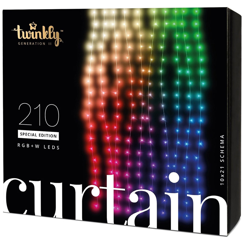 Гирлянда Twinkly Curtain, Wall RGBW 210, светодиодная Smart LED, BT+WiFi, Gen II (TWW210SPP-TEU)