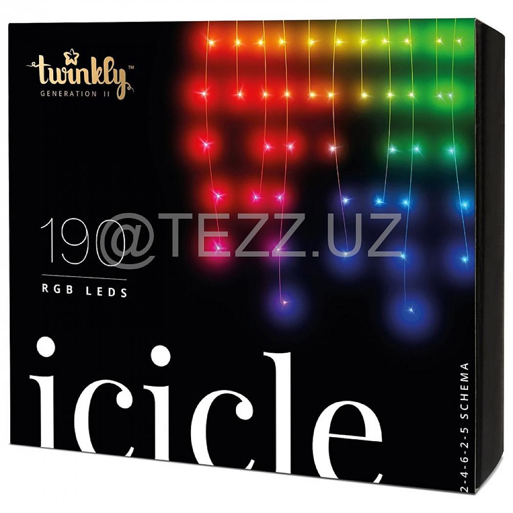Гирлянда Twinkly Icicle RGB 190, светодиодная Smart LED, BT+WiFi, Gen II, 5 метров (TWI190STP-TEU)
