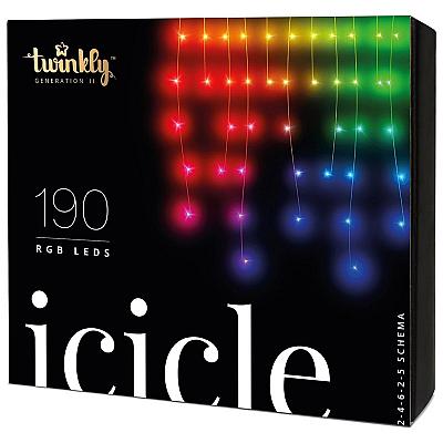 Гирлянда  Twinkly Icicle RGB 190, светодиодная Smart LED, BT+WiFi, Gen II, 5 метров (TWI190STP-TEU)