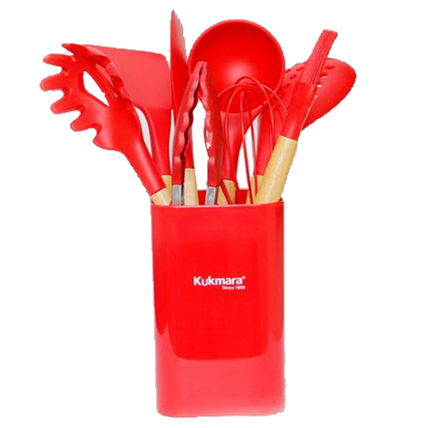 Набор кухонных инструментов Kukmara 9 предметов из силикона, красный (kuk-04/91401)