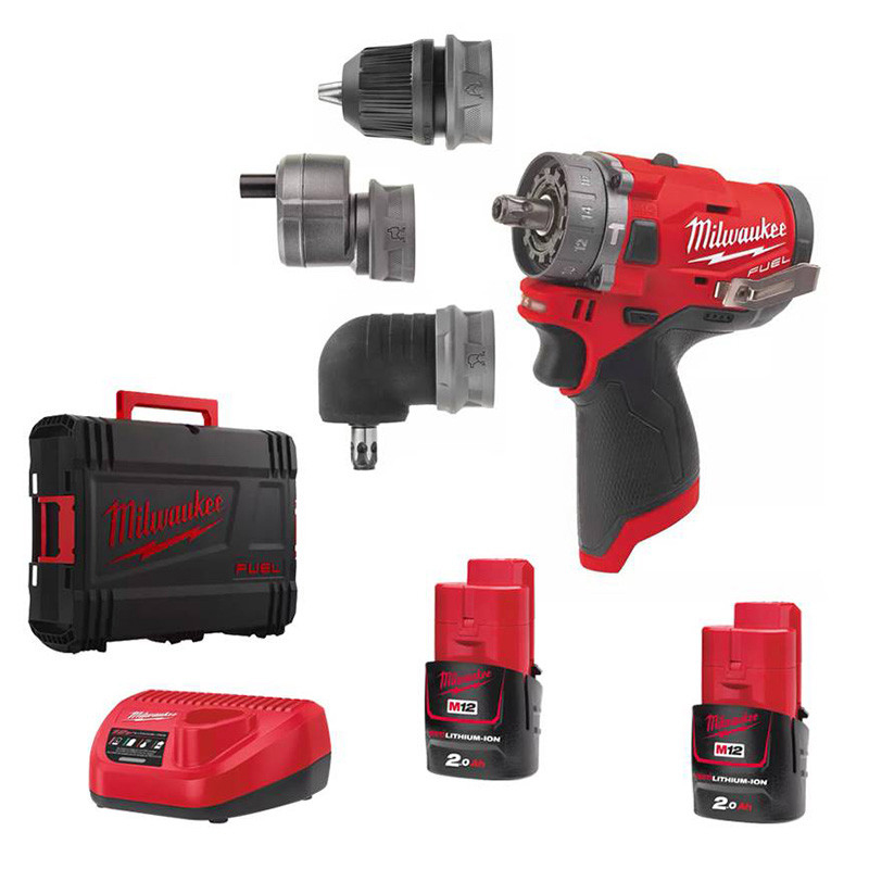 Аккумуляторная дрель-шуруповерт Milwaukee M12 FPDXKIT-202X 6-в-1  (4933464138) 2x2 Ah