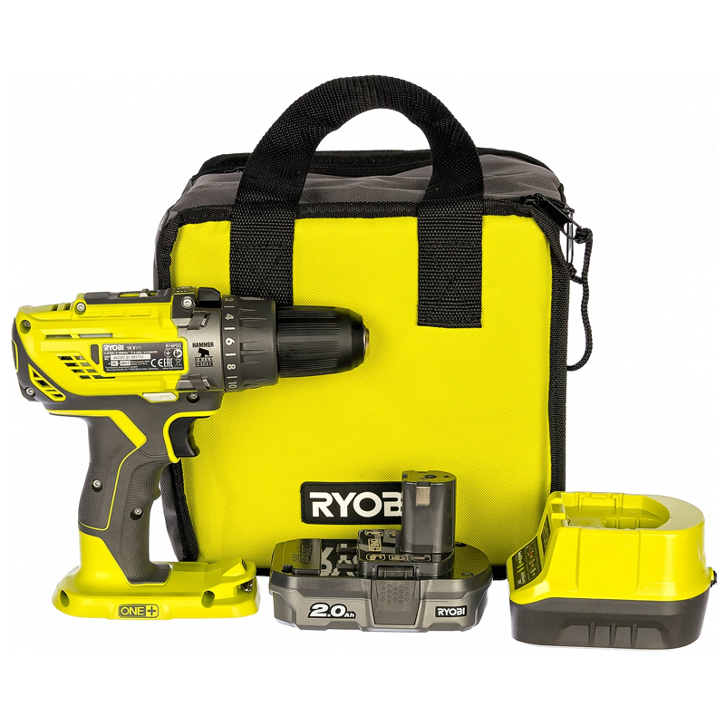 Аккумуляторная дрель-шуруповерт RYOBI R18PD3-120S ONE+ (5133003340) 2 Ah