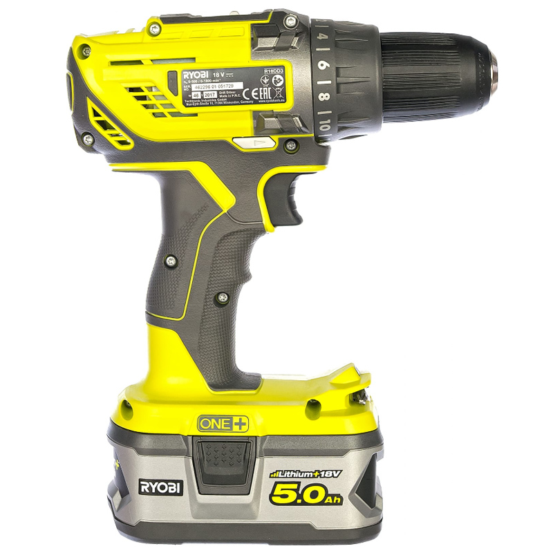 Аккумуляторная дрель-шуруповерт RYOBI R18DD3-252S ONE+ (5133003353) 2 Ah/ 5 Ah