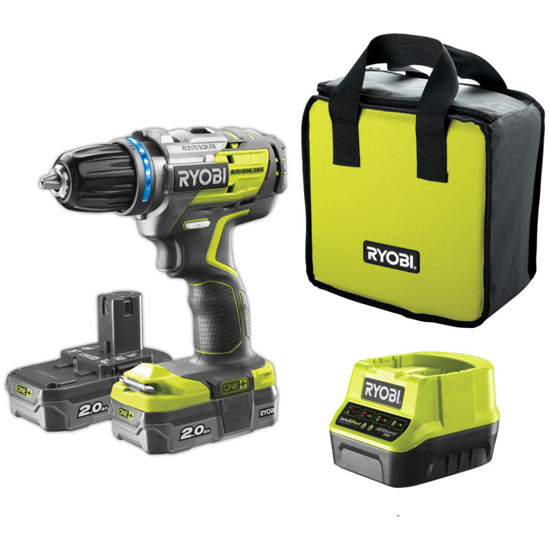 Аккумуляторная дрель-шуруповерт RYOBI R18DDBL-220S ONE+ (5133003435) 2x2 Ah