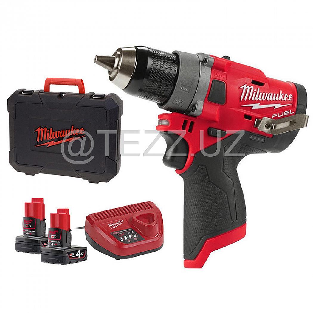 Аккумуляторная дрель-шуруповерт Milwaukee M12 FDD-402X FUEL (4933459818) 2x4 Ah