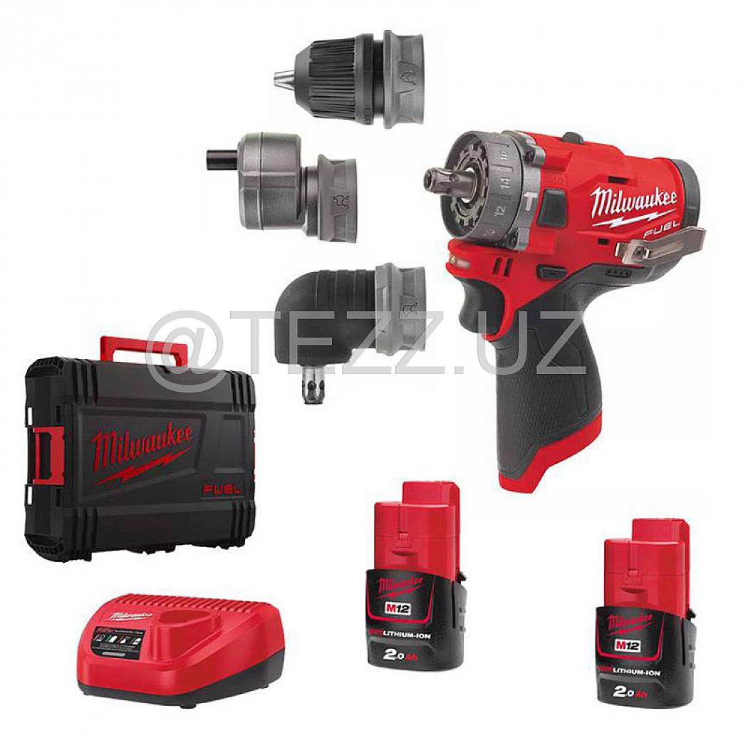 Аккумуляторная дрель-шуруповерт Milwaukee M12 FPDXKIT-202X 6-в-1  (4933464138) 2x2 Ah