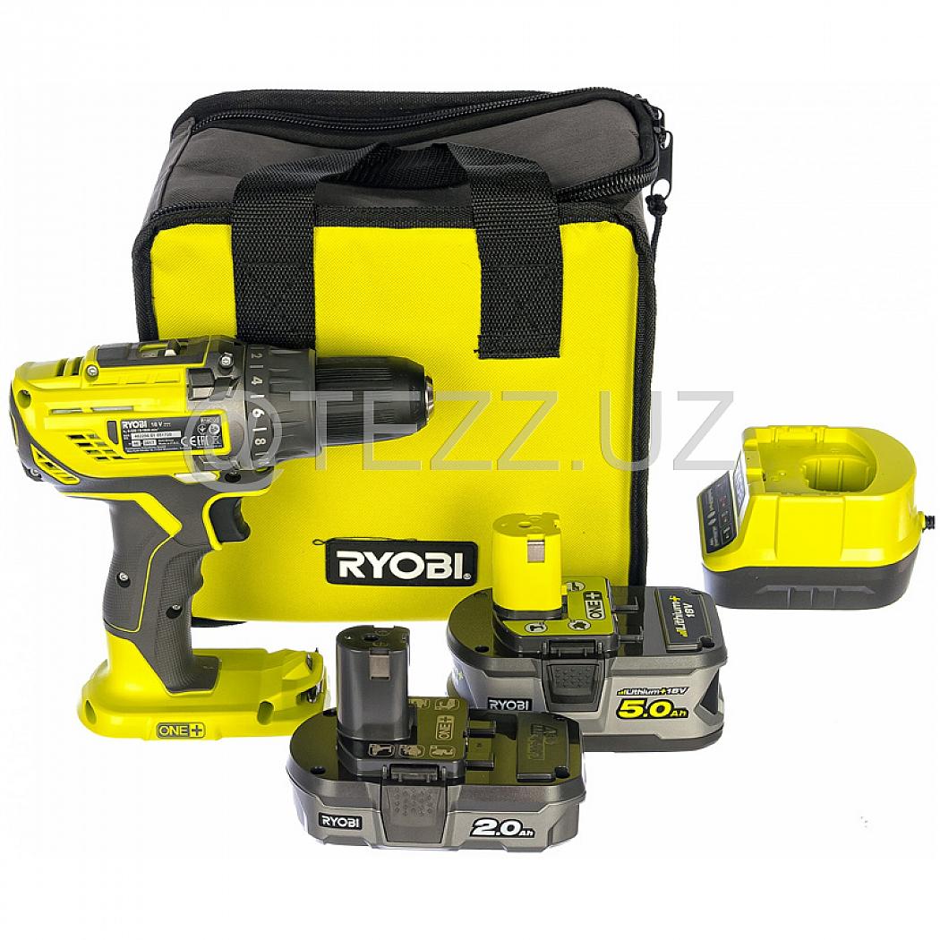 Аккумуляторная дрель-шуруповерт RYOBI R18DD3-252S ONE+ (5133003353) 2 Ah/ 5 Ah