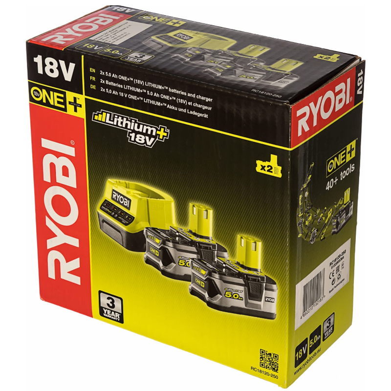 Наборы инструментов RYOBI RC18120-250 ONE+ аккумуляторы и зарядка (5133003364), 3 шт.