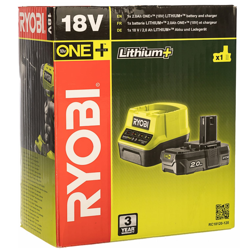 Наборы инструментов RYOBI RC18120-120 ONE+ аккумулятор и зарядка (5133003368), 2 шт.