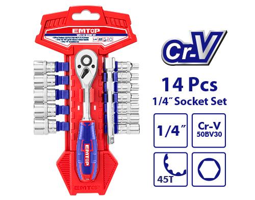 Наборы инструментов EMTOP ESKT14141 головки с трещоткой