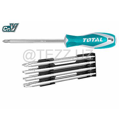 Наборы инструментов TOTAL THT250236 отвертка со сменными хвостовиками 18в1, 9 предметов
